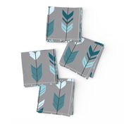 Arrow Feather- Teal/Blue/Grey- Winslow- Baby boy Woodland Nursery