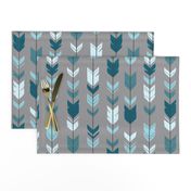 Arrow Feather- Teal/Blue/Grey- Winslow- Baby boy Woodland Nursery