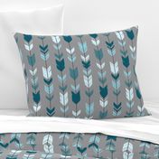 Arrow Feather- Teal/Blue/Grey- Winslow- Baby boy Woodland Nursery