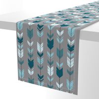 Arrow Feather- Teal/Blue/Grey- Winslow- Baby boy Woodland Nursery