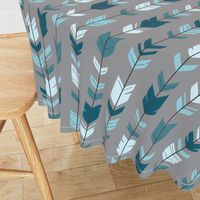 Arrow Feather- Teal/Blue/Grey- Winslow- Baby boy Woodland Nursery