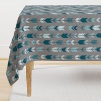 Arrow Feather- Teal/Blue/Grey- Winslow- Baby boy Woodland Nursery