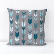 Arrow Feather- Teal/Blue/Grey- Winslow- Baby boy Woodland Nursery