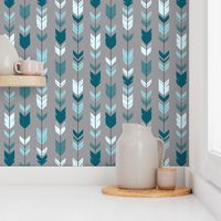 Arrow Feather- Teal/Blue/Grey- Winslow- Baby boy Woodland Nursery