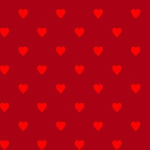 Christmas Red Hearts on Dark Red
