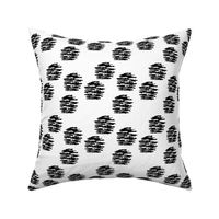 Geometric raw brush stroke circle abstract texture fabric dot black and white