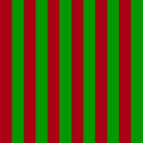 Christmas Dark Red and Green Half Inch Vertical Stripes