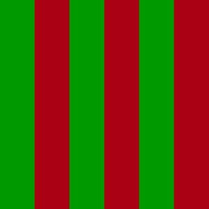 One Inch Christmas Green and Dark Red Vertical Stripes