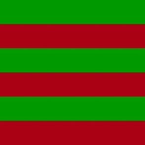 One Inch Christmas Green and Dark Red Horizontal Stripes