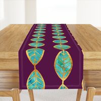 Aqua Gold Foil Leaves on Rich Purple