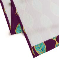 Aqua Gold Foil Leaves on Rich Purple