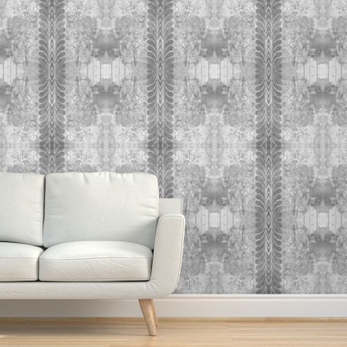 greyscale leaves Wallpaper | Spoonflower