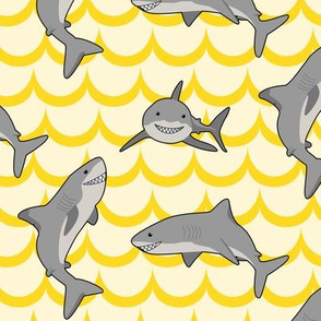 Cartoon Sharks (Yellow)