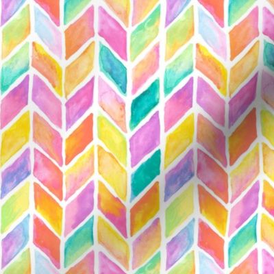 HandPainted Watercolor Candy Colored Chevrons WaterColor Painting Pattern