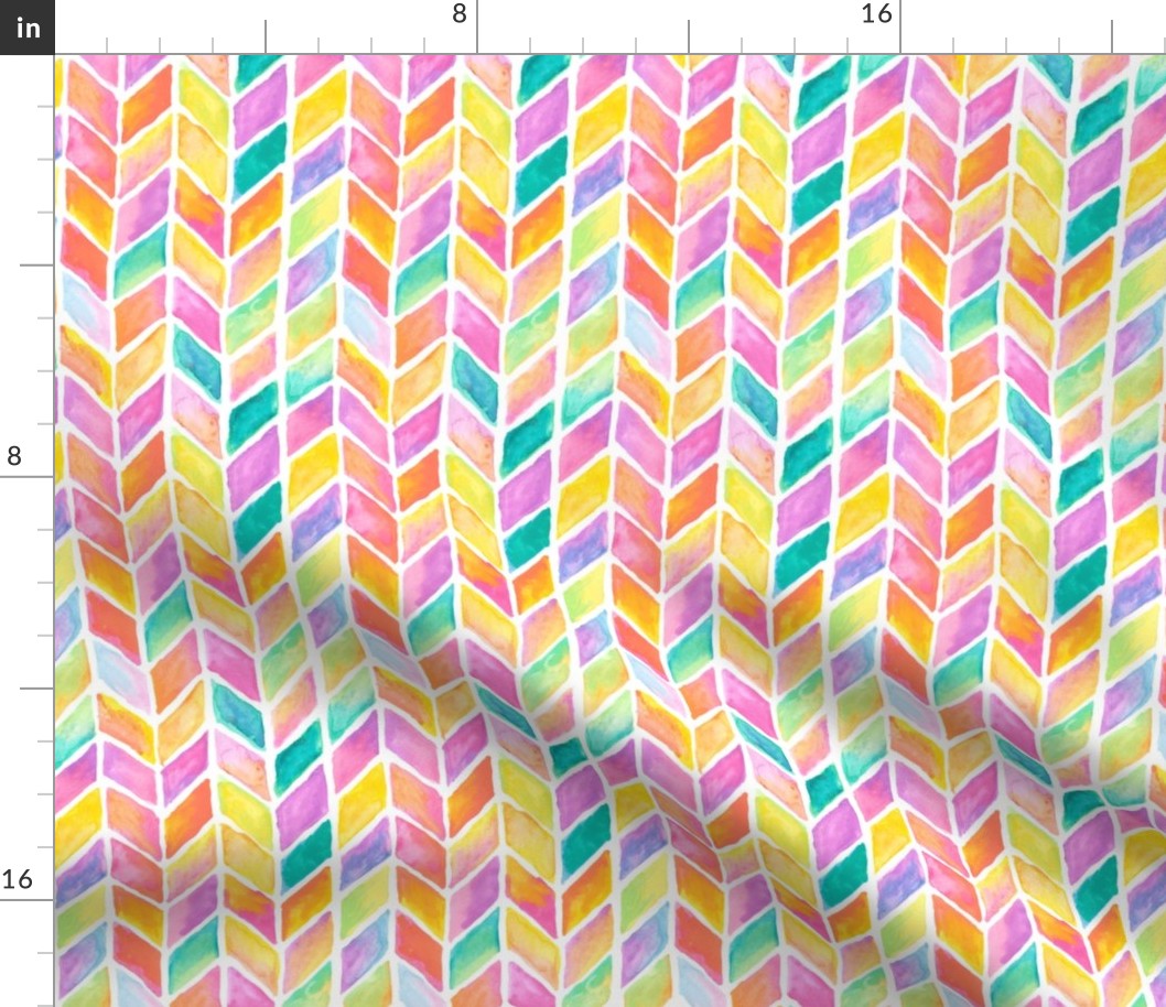 HandPainted Watercolor Candy Colored Chevrons WaterColor Painting Pattern