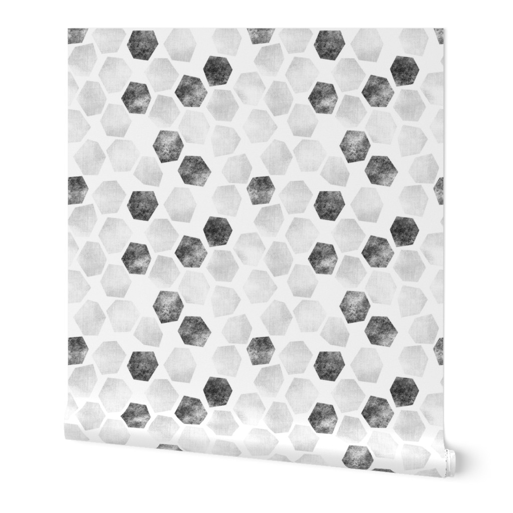 White Wash Abstract Hexagons