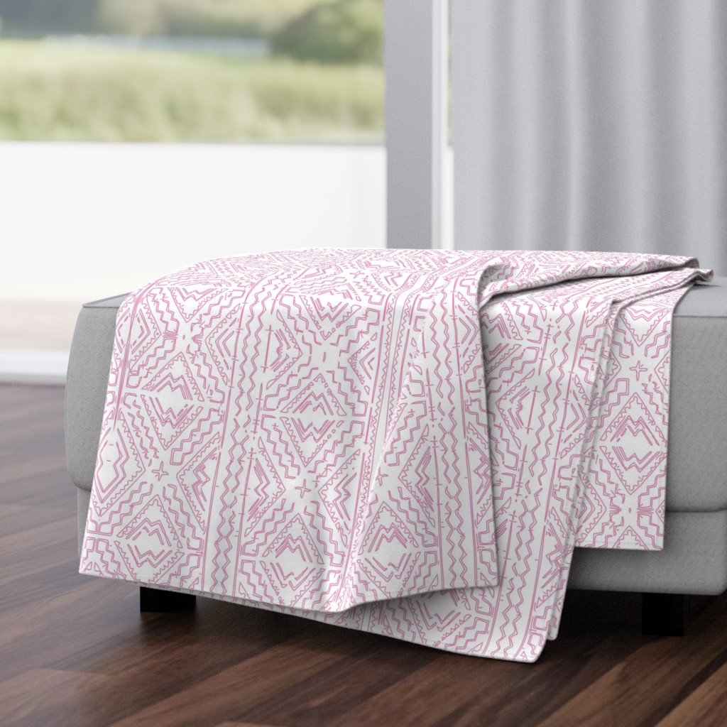 pink mudcloth mud cloth on white