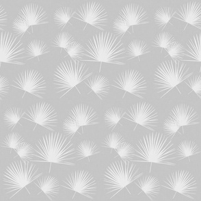 palmetto leaf fabric white on grey gray linen