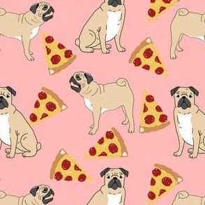 pug pizza pink dog food pugs dogs pet pets pet friendly funny pizza pepperoni pizza dogs pet dogs cute pug fabric