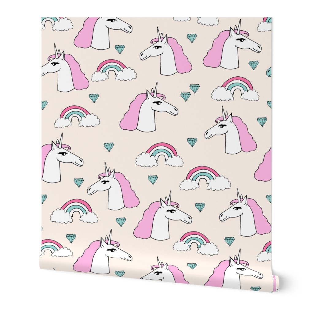 unicorn // sweet rainbow unicorn jewels pink pastel champagne off-white cream cute unicorn