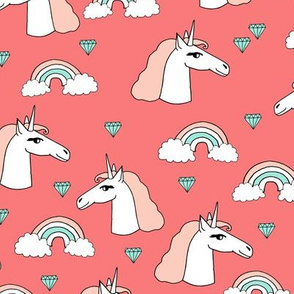 unicorn // unicorns rainbow blush peach mint gems jewels coral sweet girls unicorn