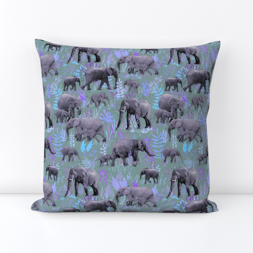 Sweet Elephants in Soft Purple and Grey