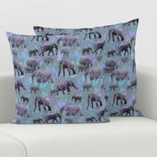 Sweet Elephants in Soft Purple and Grey