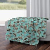 Sweet Elephants in Soft Teal