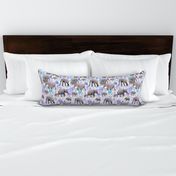 Sweet Elephants in Grey, Purple and Blue on Cream