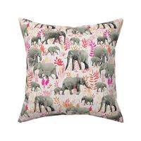 Sweet Elephants in Pink, Orange and Cream