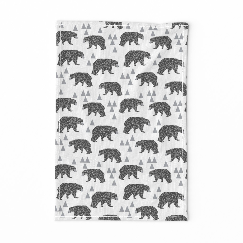 geo bear // charcoal light grey bear triangles geometric kids boys nursery