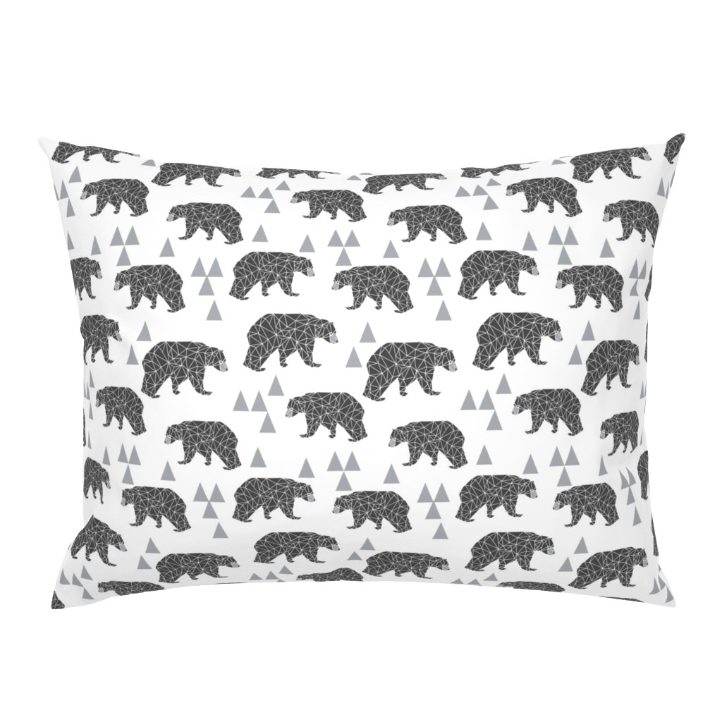 geo bear // charcoal light grey bear triangles geometric kids boys nursery