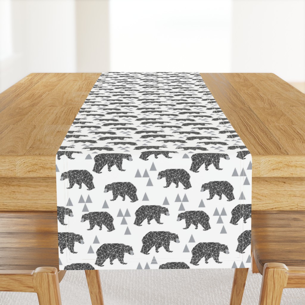 geo bear // charcoal light grey bear triangles geometric kids boys nursery