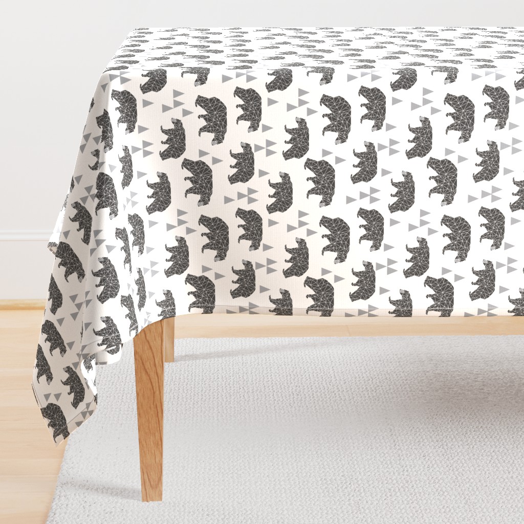 geo bear // charcoal light grey bear triangles geometric kids boys nursery