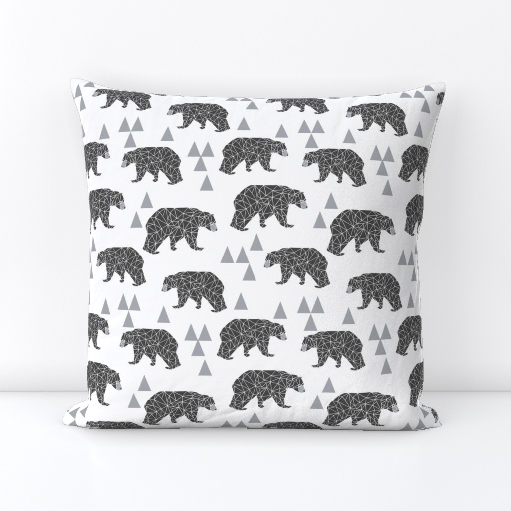 geo bear // charcoal light grey bear triangles geometric kids boys nursery