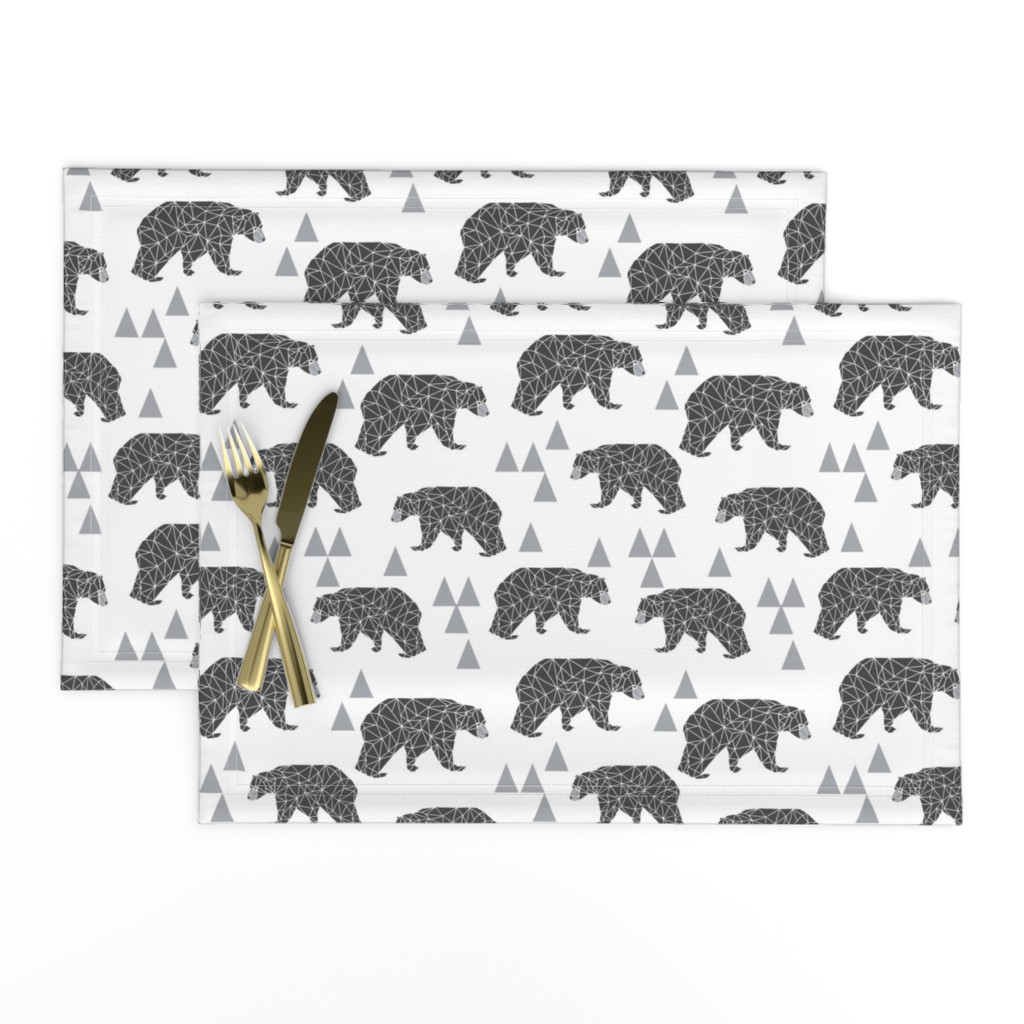 geo bear // charcoal light grey bear triangles geometric kids boys nursery