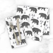 geo bear // charcoal light grey bear triangles geometric kids boys nursery