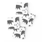 geo bear // charcoal light grey bear triangles geometric kids boys nursery