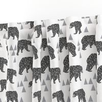 geo bear // charcoal light grey bear triangles geometric kids boys nursery