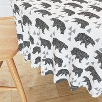 geo bear // charcoal light grey bear triangles geometric kids boys nursery