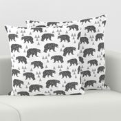 geo bear // charcoal light grey bear triangles geometric kids boys nursery