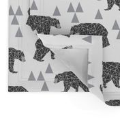 geo bear // charcoal light grey bear triangles geometric kids boys nursery