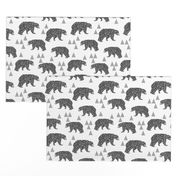 geo bear // charcoal light grey bear triangles geometric kids boys nursery