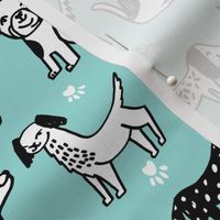 dogs // pet illustration dog hand-drawn sweet cute kawaii funny dog paw print dog fabric