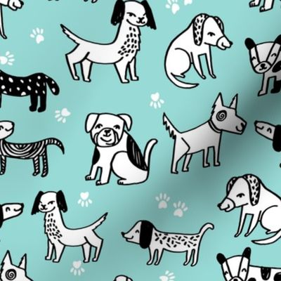 dogs // pet illustration dog hand-drawn sweet cute kawaii funny dog paw print dog fabric