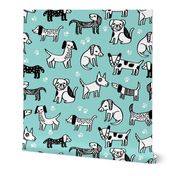 dogs // pet illustration dog hand-drawn sweet cute kawaii funny dog paw print dog fabric