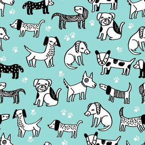 dogs // pet illustration dog hand-drawn sweet cute kawaii funny dog paw print dog fabric