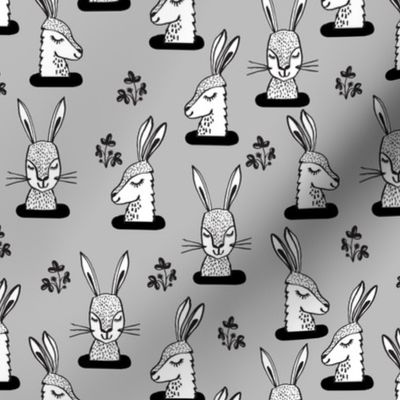 rabbit // rabbits sweet animal grey kids little rabbits print