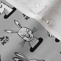 rabbit // rabbits sweet animal grey kids little rabbits print