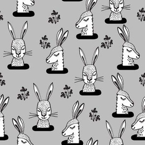 rabbit // rabbits sweet animal grey kids little rabbits print